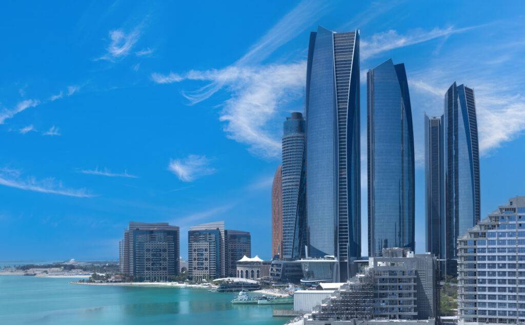 uae united arab emirates abu dhabi downtown panorama financial center skyline